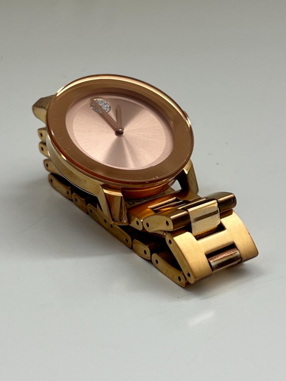 Movado Bold Evolution Women's Rose Gold Watch 34mm Crystal Dot Swiss Quartz